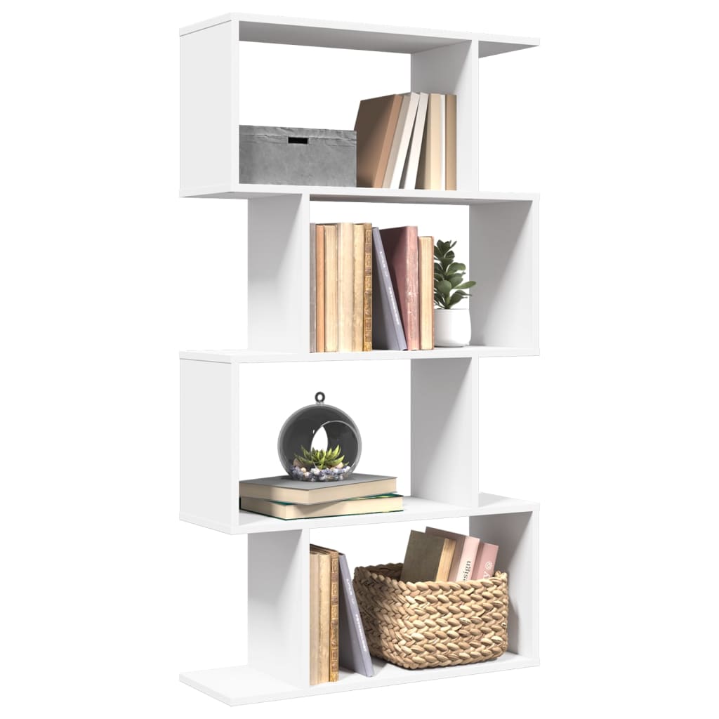 Libreria divisoria a 4 ripiani bianca 70x24x129 cm in legno ingegnerizzato