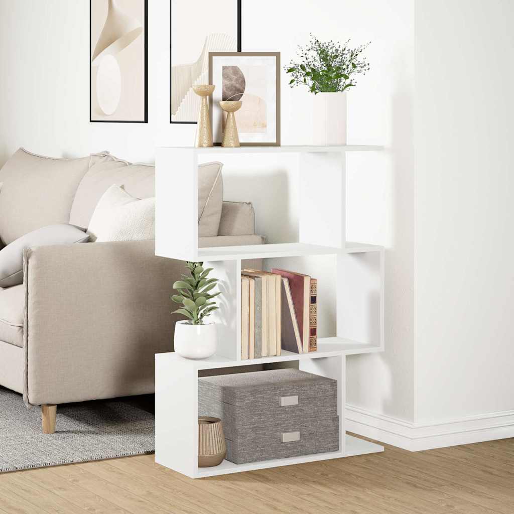 Libreria divisoria a 3 ripiani bianca 70x24x97 cm in legno ingegnerizzato