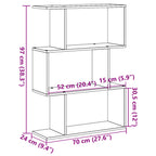 Libreria Divisorio 3Piani Grigio Cemento 70x24x97 cm Truciolato