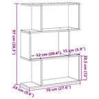Libreria Divisorio 3Piani Grigio Sonoma 70x24x97 cm Truciolato