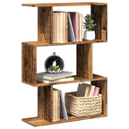 Libreria Divisorio 3Ripiani Legno Antico 70x24x97 cm Truciolato