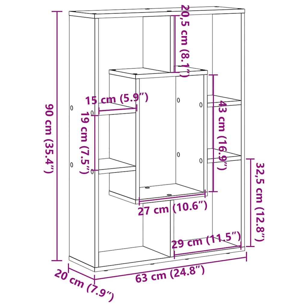 Libreria Bianca 63x20x90 cm in Legno Massello