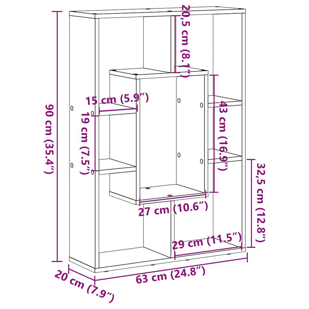 Libreria Rovere Fumo 63x20x90 cm in Truciolato