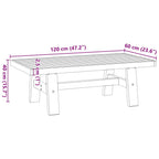 Tavolino NOAIN Gambe a Forma di A 120x60x40cm in Legno Massello