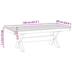 Tavolino NOAIN Gambe a Forma di X 120x60x40cm in Legno Massello