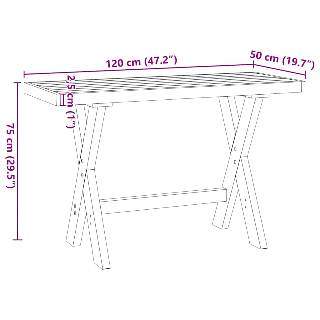 Scrivania NOAIN Gambe a Forma di X 120x50x75 cm Legno Massello