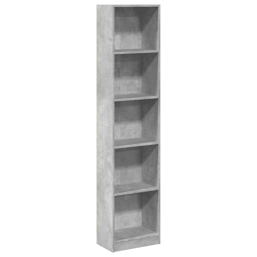 Libreria Grigio Cemento 40x24x176 cm in Legno Multistrato