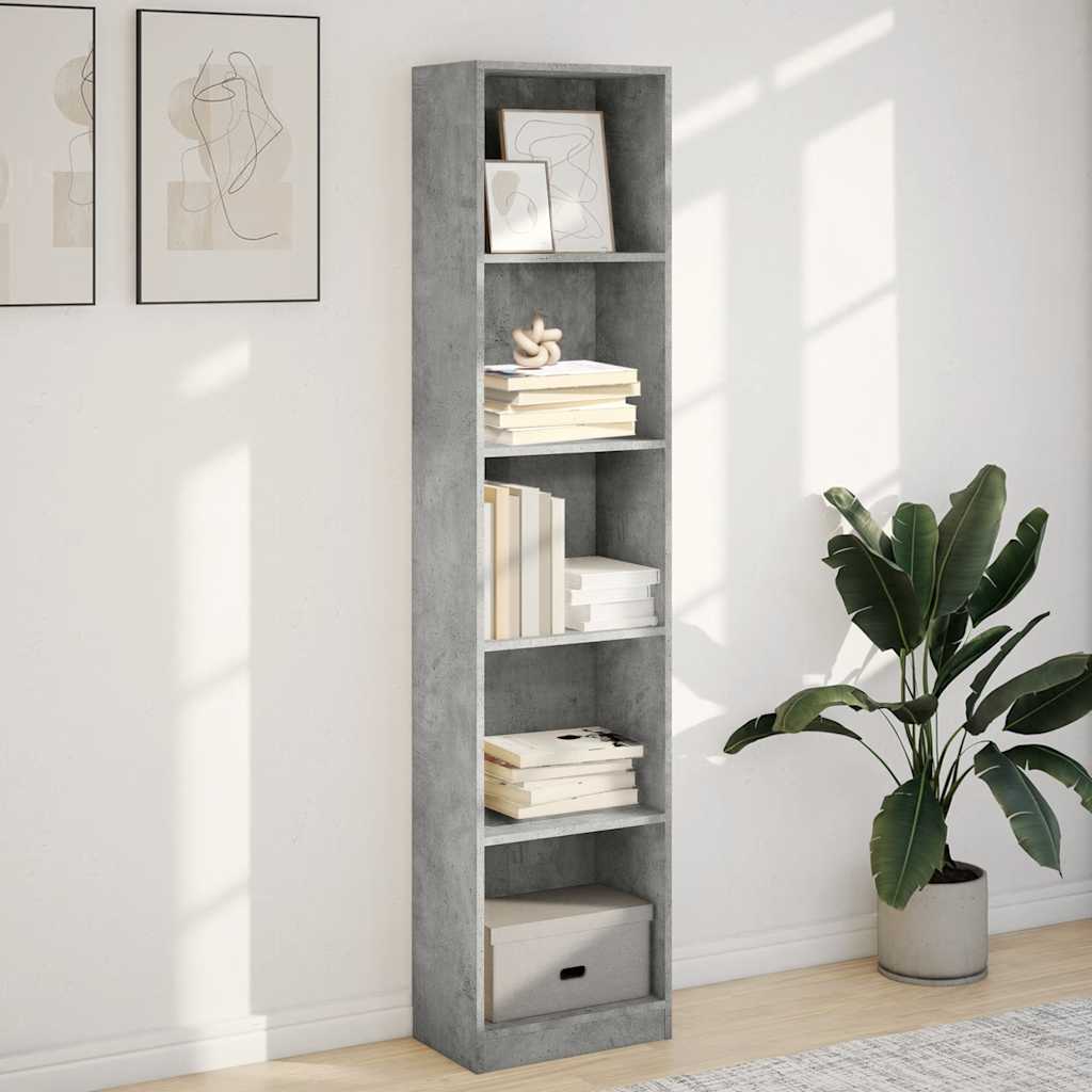 Libreria Grigio Cemento 40x24x176 cm in Legno Multistrato