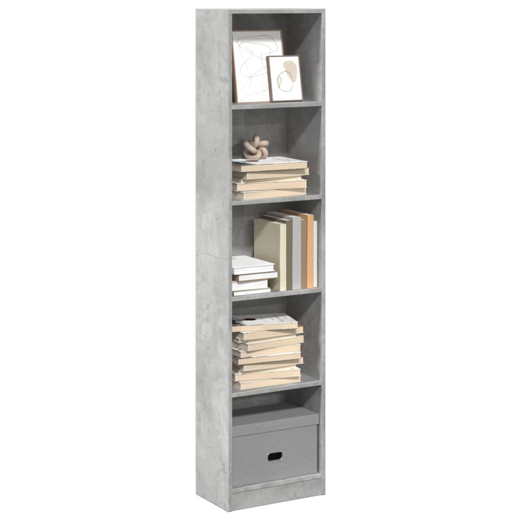 Libreria Grigio Cemento 40x24x176 cm in Legno Multistrato