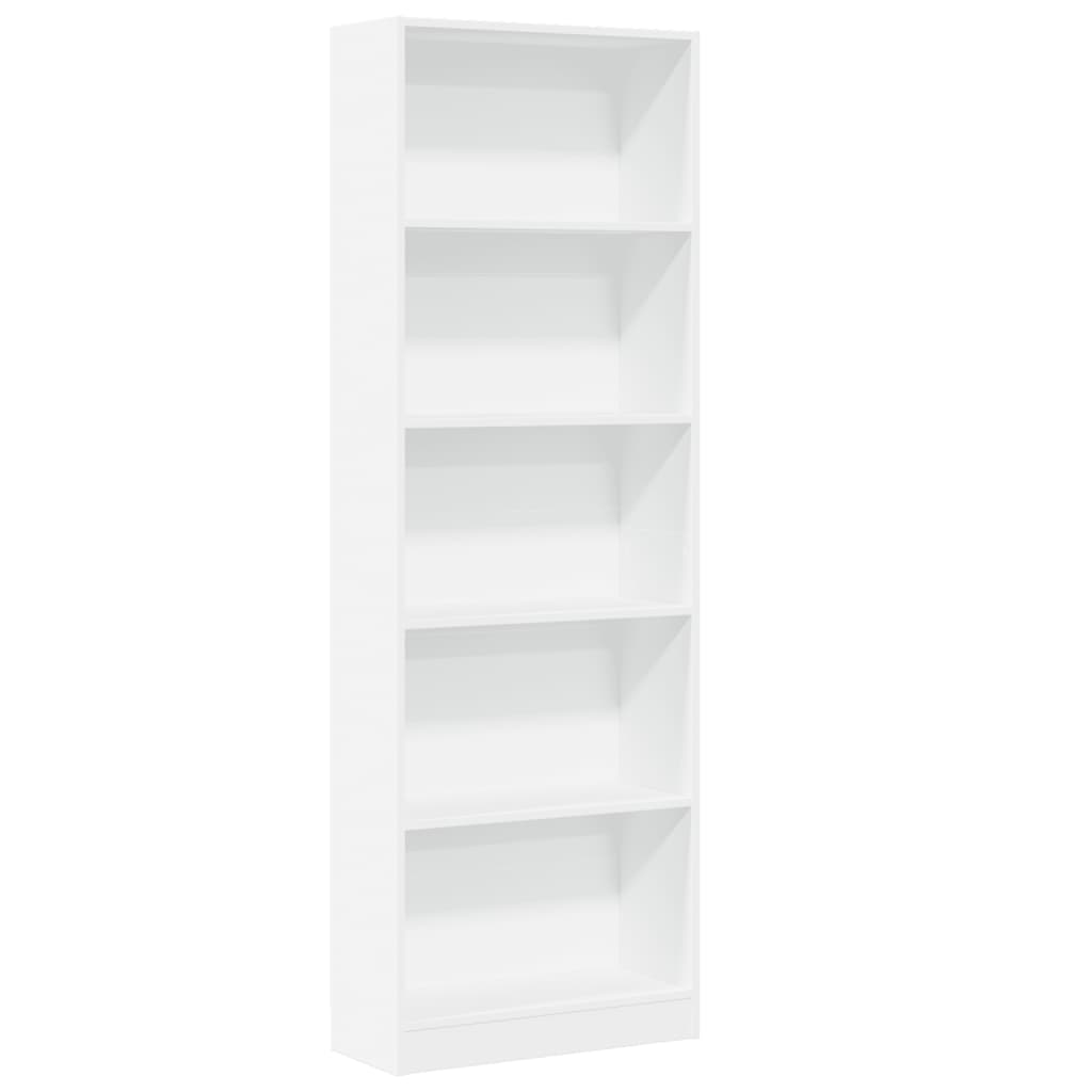 Libreria Bianca 60x24x176 cm in Legno Massello