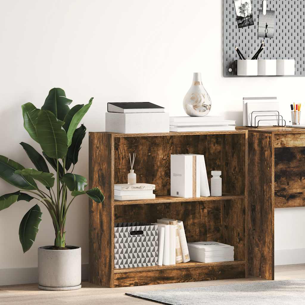 Libreria Rovere Fumo 80x24x76 cm in Legno Multistrato