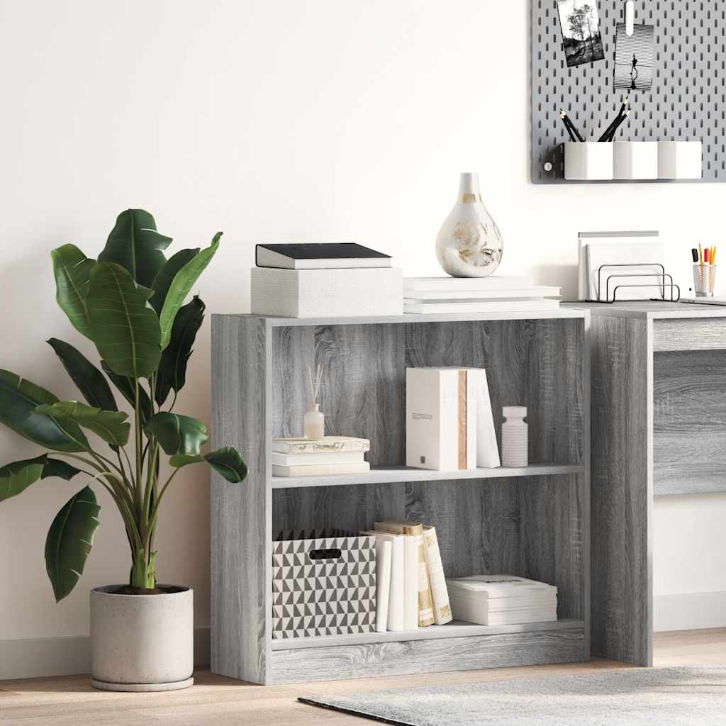 Libreria Grigio Sonoma 80x24x76 cm in Legno Multistrato