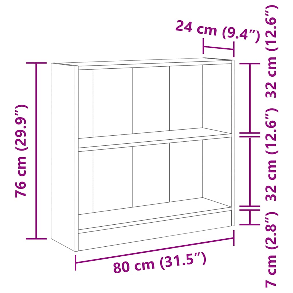 Libreria Rovere Artigianale 80x24x76 cm in Legno Multistrato