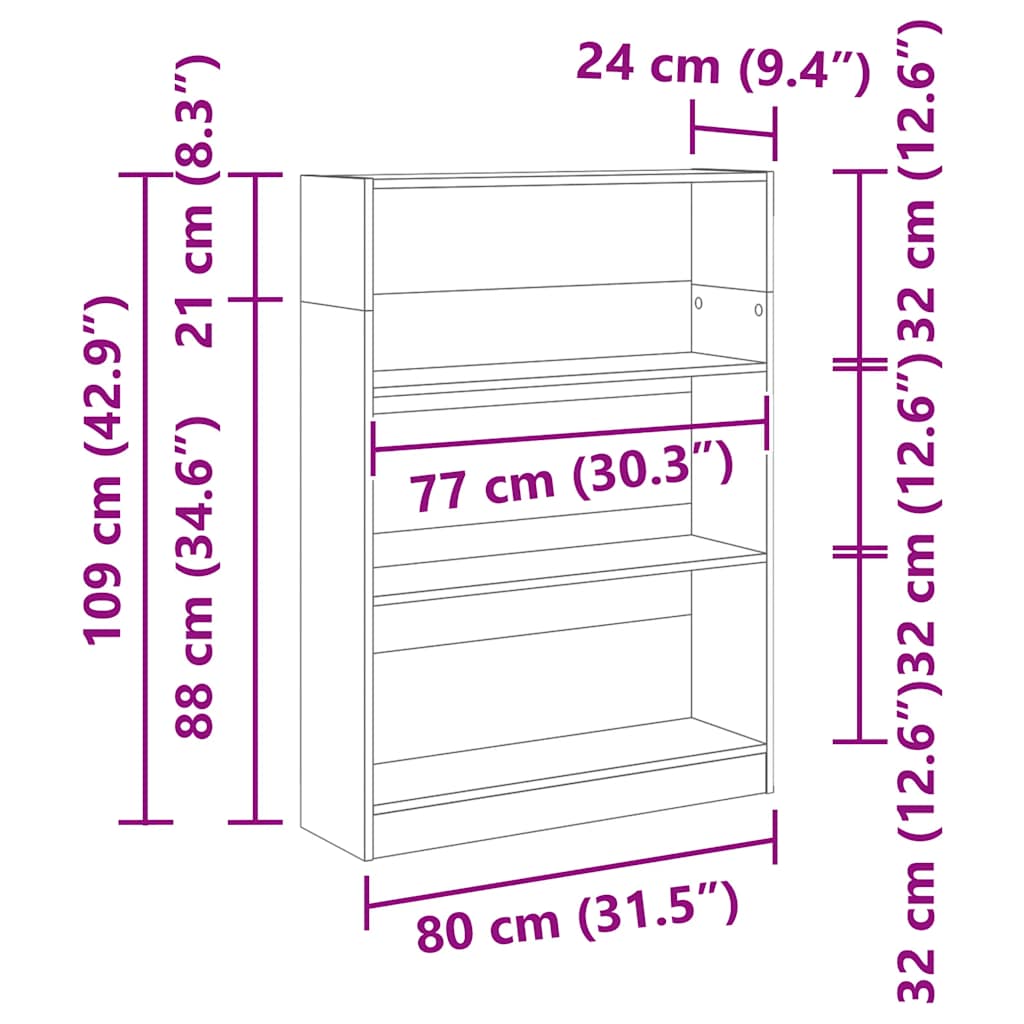 Libreria Bianca 80x24x109 cm in Legno Multistrato