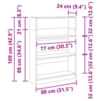 Libreria Rovere Sonoma 80x24x109 cm in Legno Multistrato