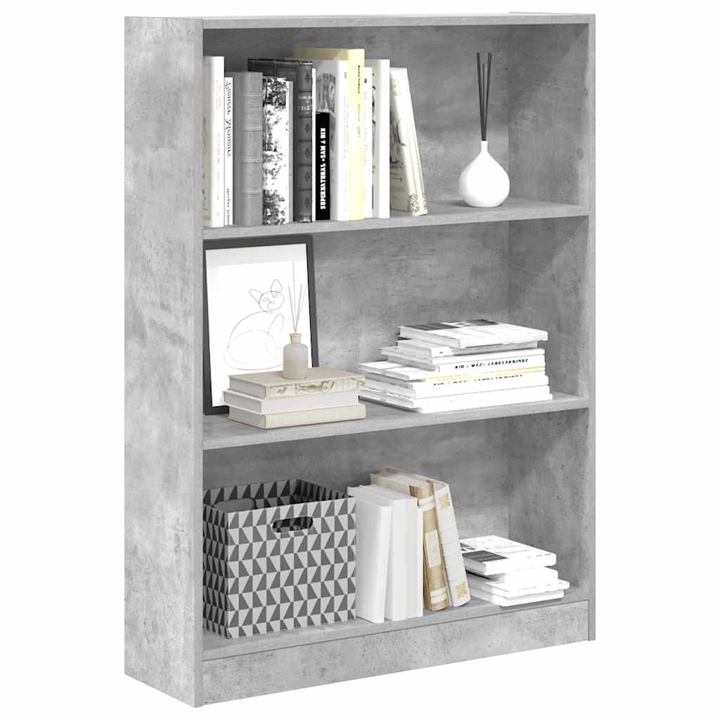 Libreria Grigio Cemento 80x24x109 cm in Legno Multistrato