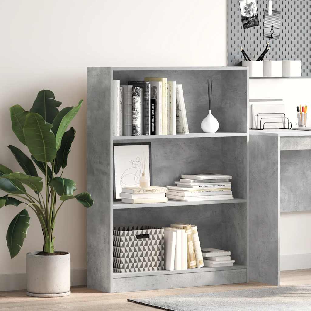 Libreria Grigio Cemento 80x24x109 cm in Legno Multistrato