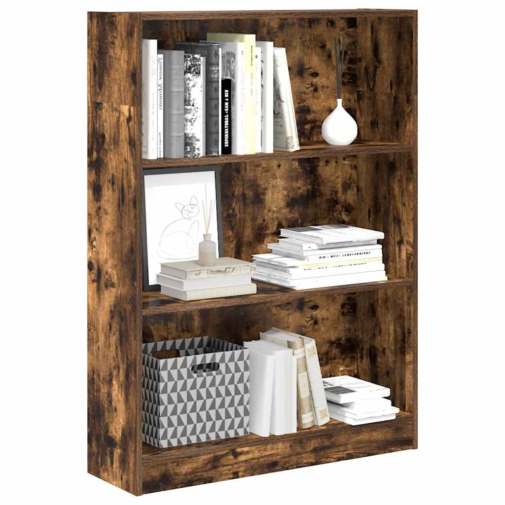 Libreria Rovere Fumo 80x24x109 cm in Legno Multistrato