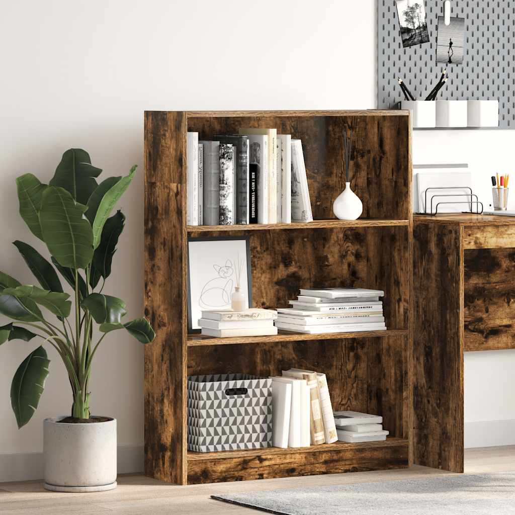 Libreria Rovere Fumo 80x24x109 cm in Legno Multistrato
