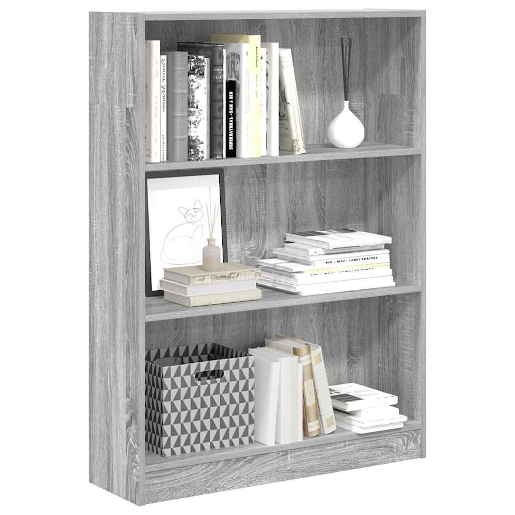 Libreria Grigio Sonoma 80x24x109 cm in Legno Multistrato