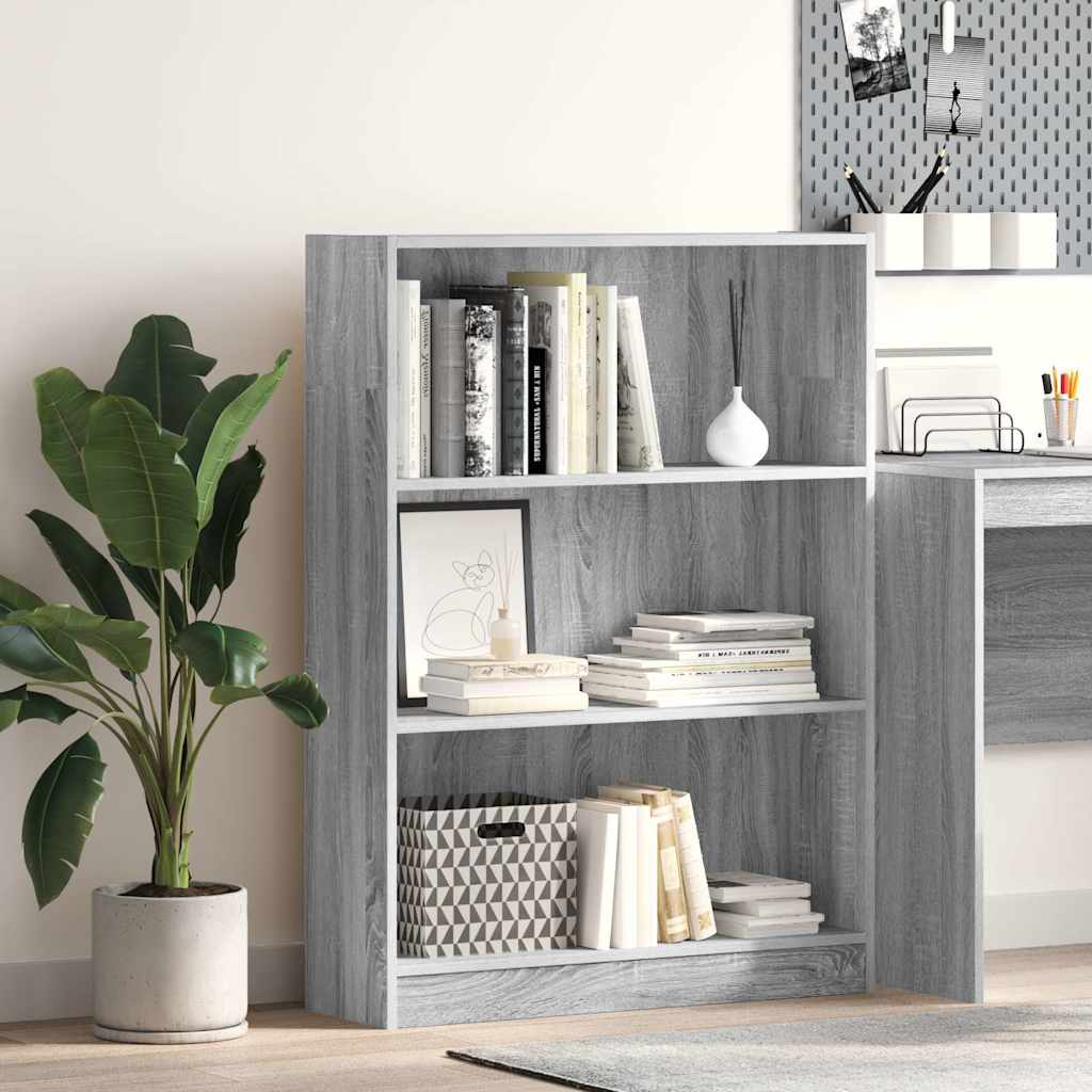 Libreria Grigio Sonoma 80x24x109 cm in Legno Multistrato