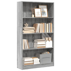 Libreria Grigio Sonoma 80x24x143 cm in Legno Multistrato