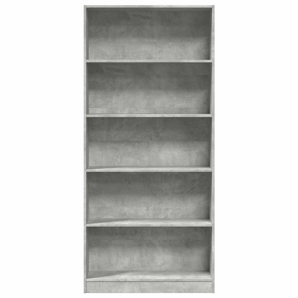 Libreria Grigio Cemento 80x24x176 cm in Legno Multistrato