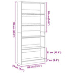Libreria Grigio Cemento 80x24x176 cm in Legno Multistrato