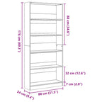 Libreria Rovere Artigianale 80x24x176 cm in Legno Multistrato