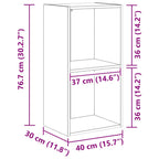 Libreria Legno Antico 40x30x77 cm in Legno Multistrato