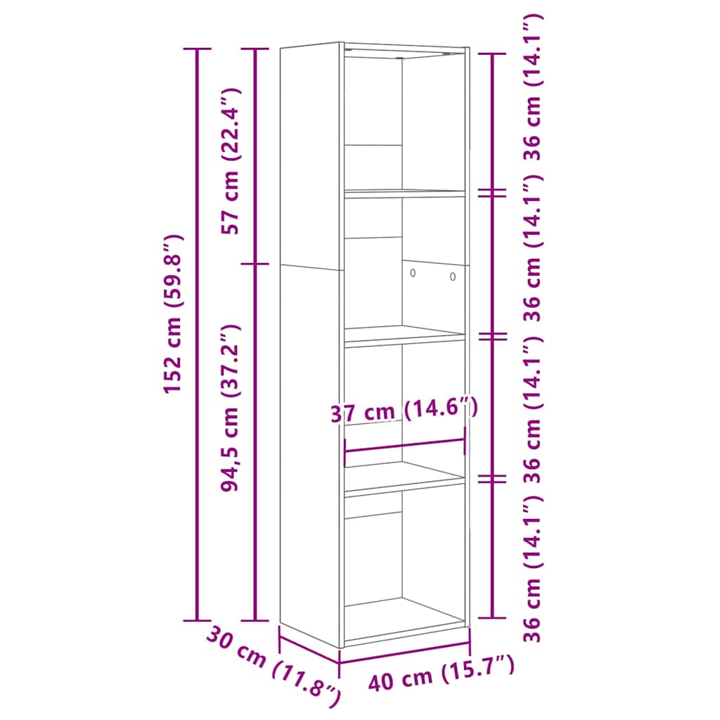 Libreria Rovere Sonoma 40x30x152 cm in Legno Multistrato