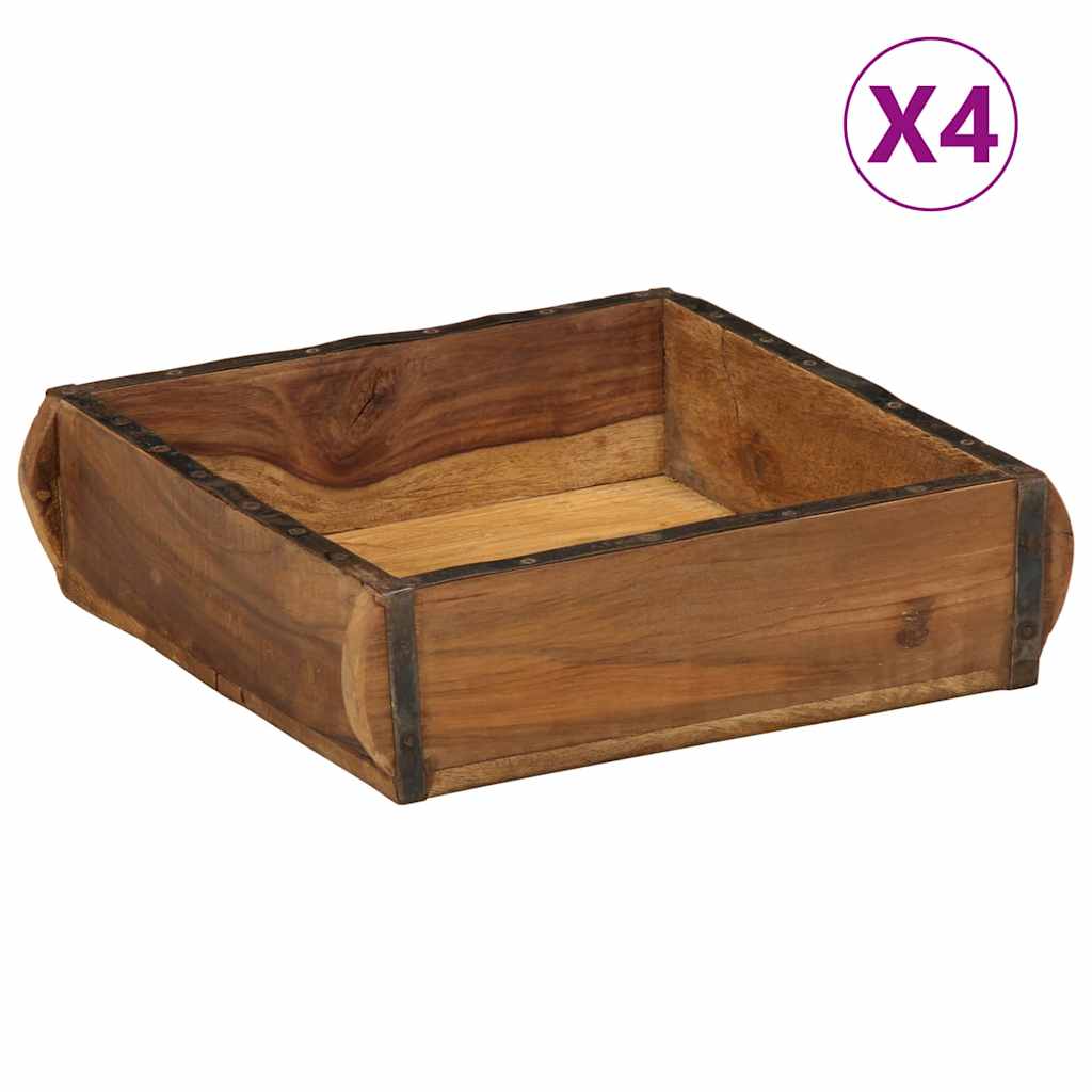 Vassoio 4 pcs Marrone 29 x 31 x 10 cm Legno Recuperato Massello