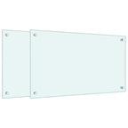 Paraschizzi per Cucina 2 pz Bianchi 70x40 cm in Vetro Temperato