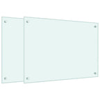 Paraschizzi per Cucina 2 pz Bianchi 70x50 cm in Vetro Temperato