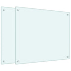 Paraschizzi per Cucina 2 pz Bianchi 70x60 cm in Vetro Temperato