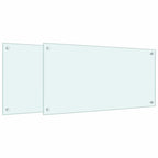 Paraschizzi per Cucina 2 pz Bianchi 80x40 cm in Vetro Temperato