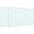 Paraschizzi per Cucina 2 pz Bianchi 80x50 cm in Vetro Temperato