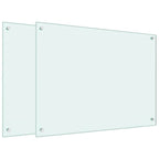 Paraschizzi per Cucina 2 pz Bianchi 80x60 cm in Vetro Temperato