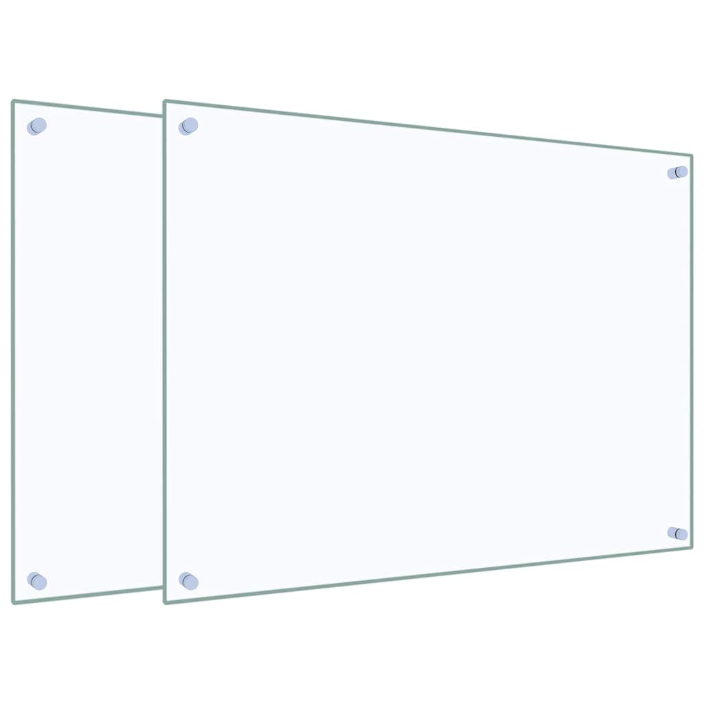 Paraschizzi per Cucina 2 pz Trasparente 80x60cm Vetro Temperato
