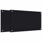 Paraschizzi per Cucina 2 pz Neri 70x40 cm in Vetro Temperato