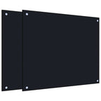 Paraschizzi per Cucina 2 pz Neri 70x60 cm in Vetro Temperato