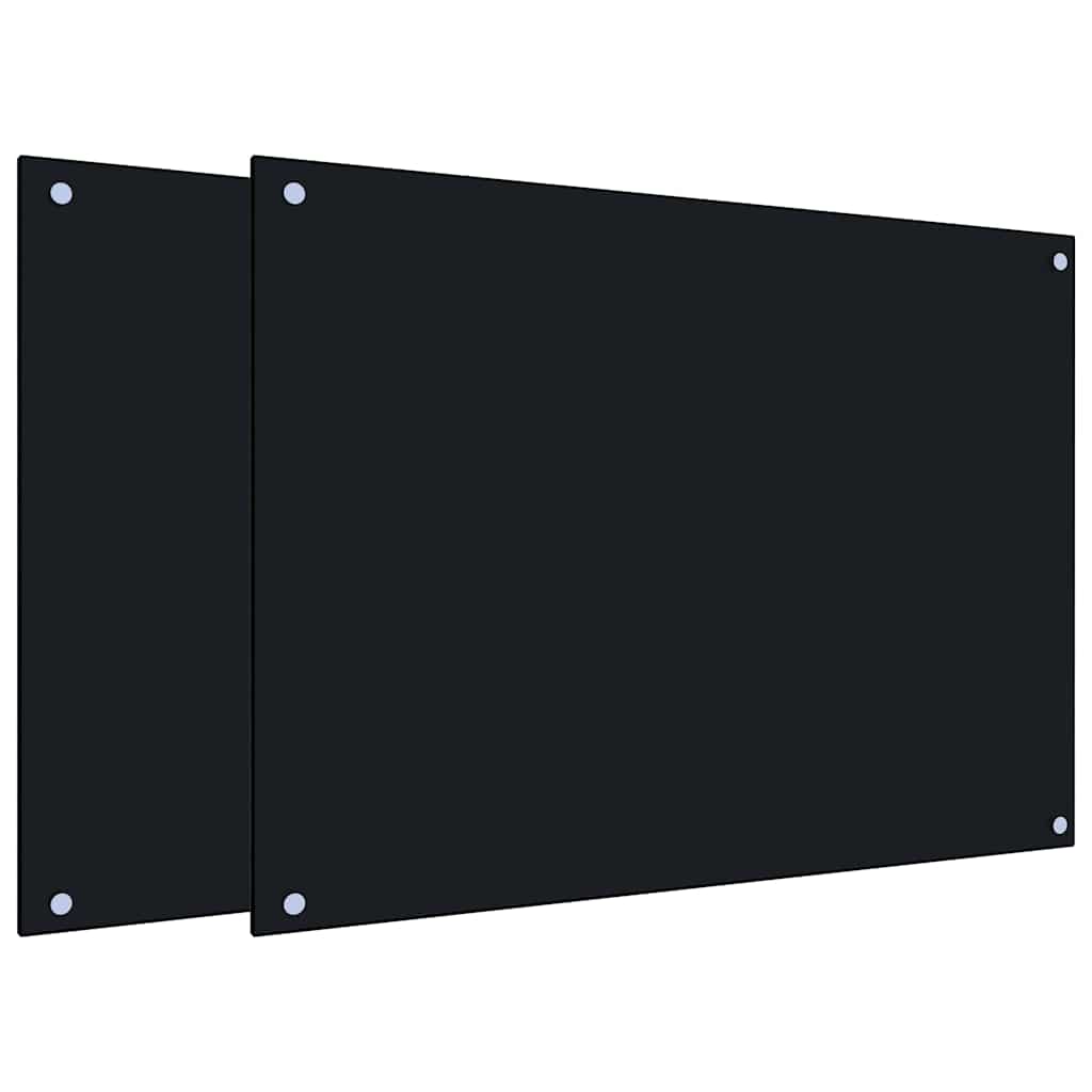Paraschizzi per Cucina 2 pz Neri 80x60 cm in Vetro Temperato