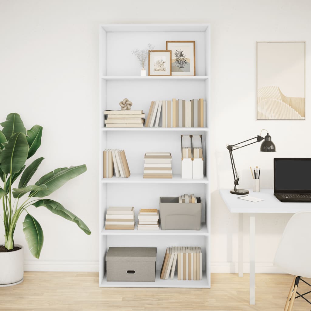 Libreria Bianca 80x30x189 cm in Legno Multistrato
