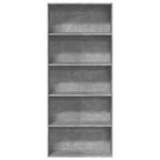 Libreria Grigio Cemento 80x30x189 cm in Legno Multistrato