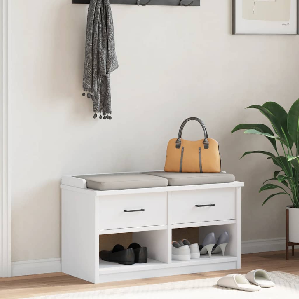 Panca da Corridoio SANDNES Bianca 87x40x50 cm in Legno di Pino