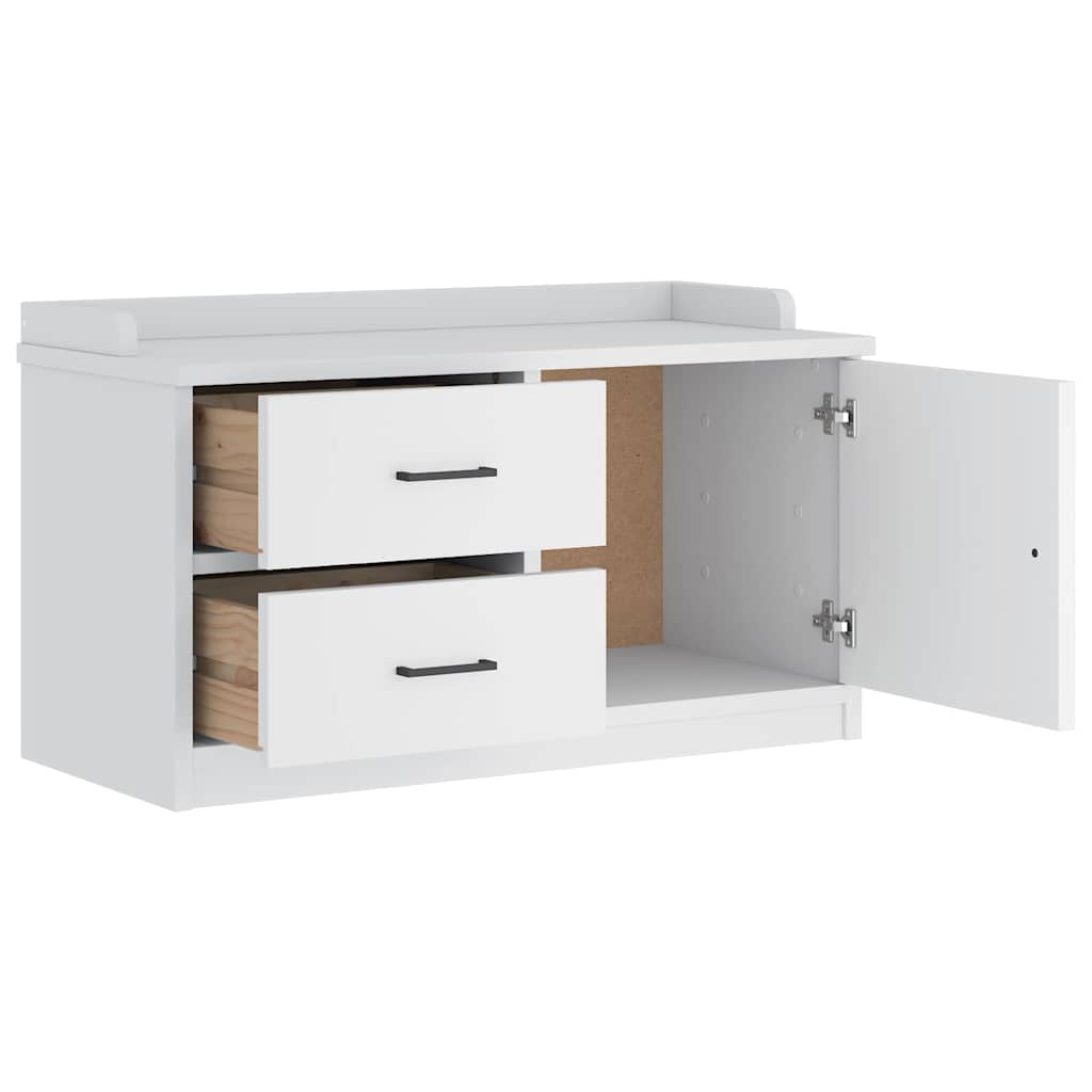 Panca da Corridoio SANDNES Bianca 87x40x50 cm in Legno di Pino