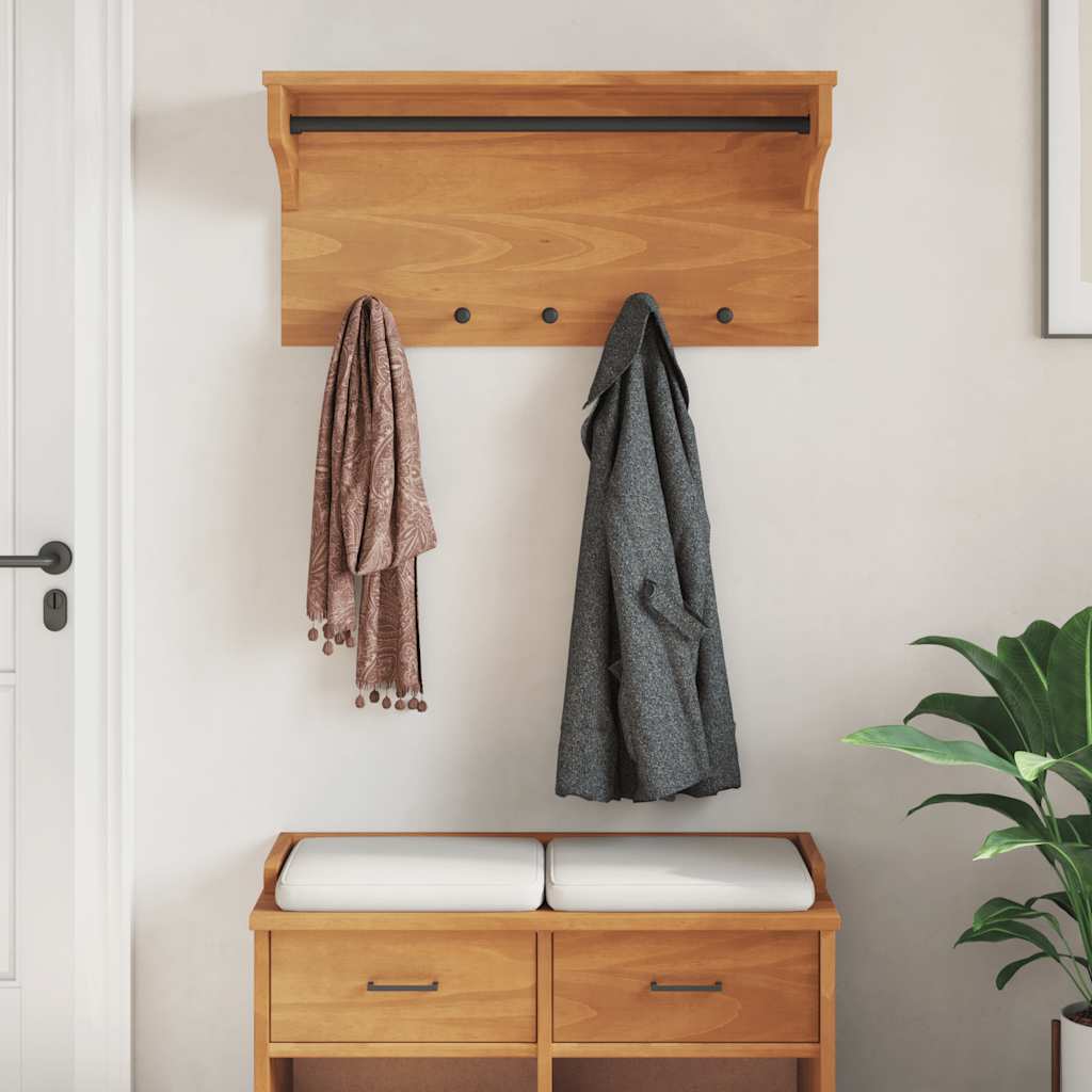Appendiabiti da Parete SANDNES 87x30x42 cm in Legno di Pino