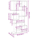 Libreria Grigio Cemento 92x29x188 cm in Legno Multistrato