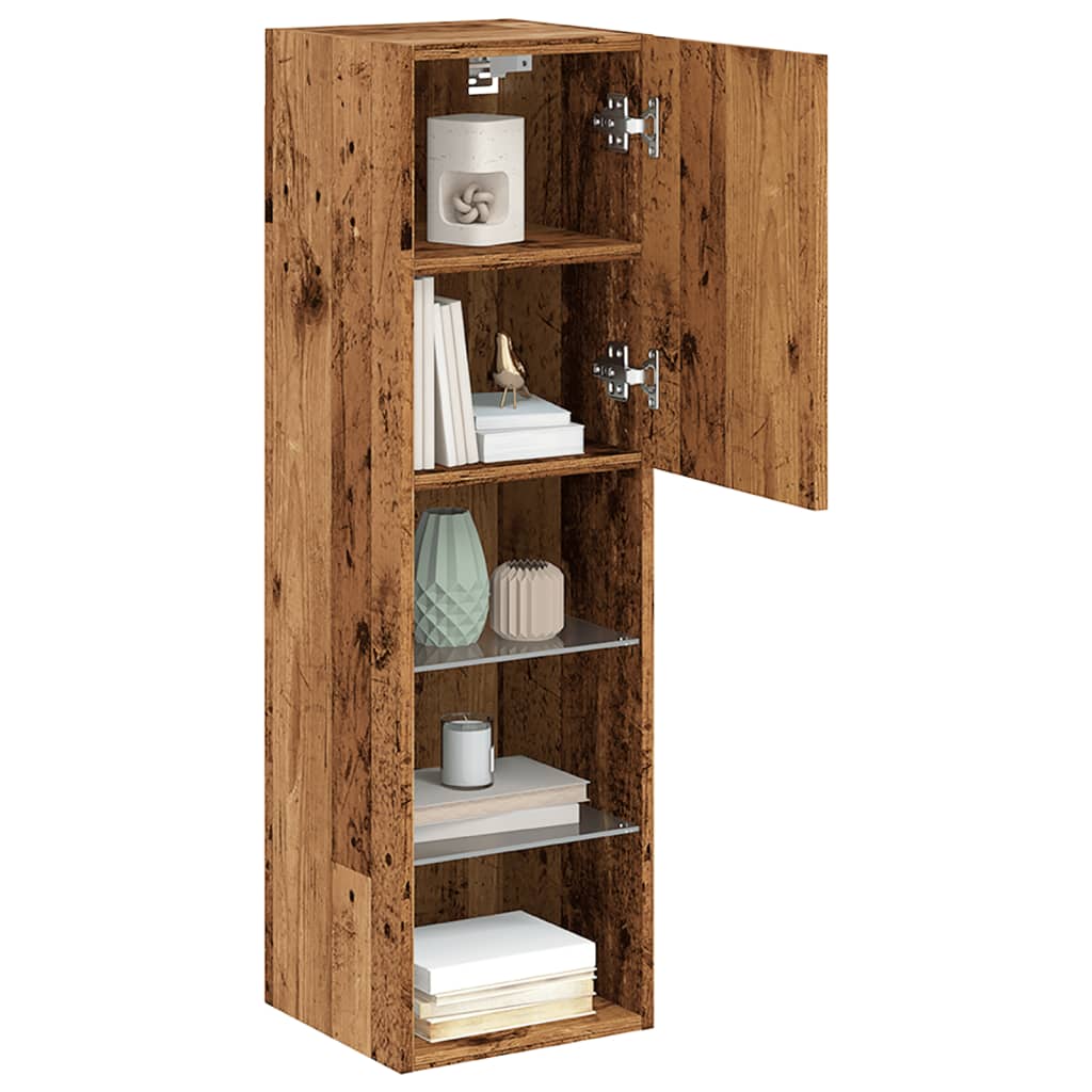 Mobile TV con Luci LED Legno Antico 30,5x30x102 cm
