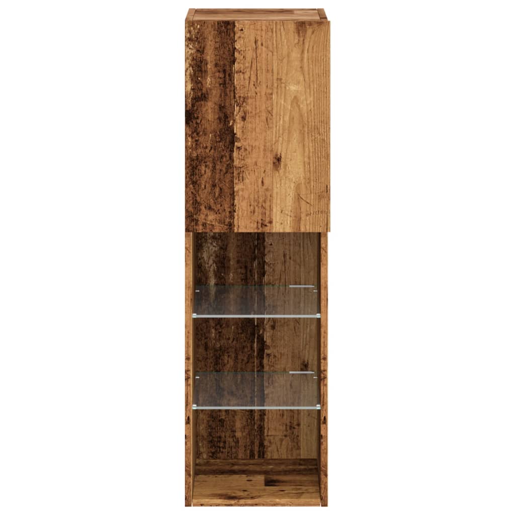 Mobile TV con Luci LED Legno Antico 30,5x30x102 cm